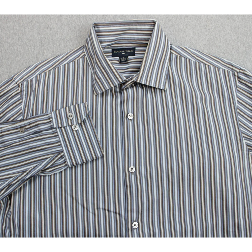 Banana Republic Shirt Mens M (15-15.5) 100% Cotton Striped Button Up